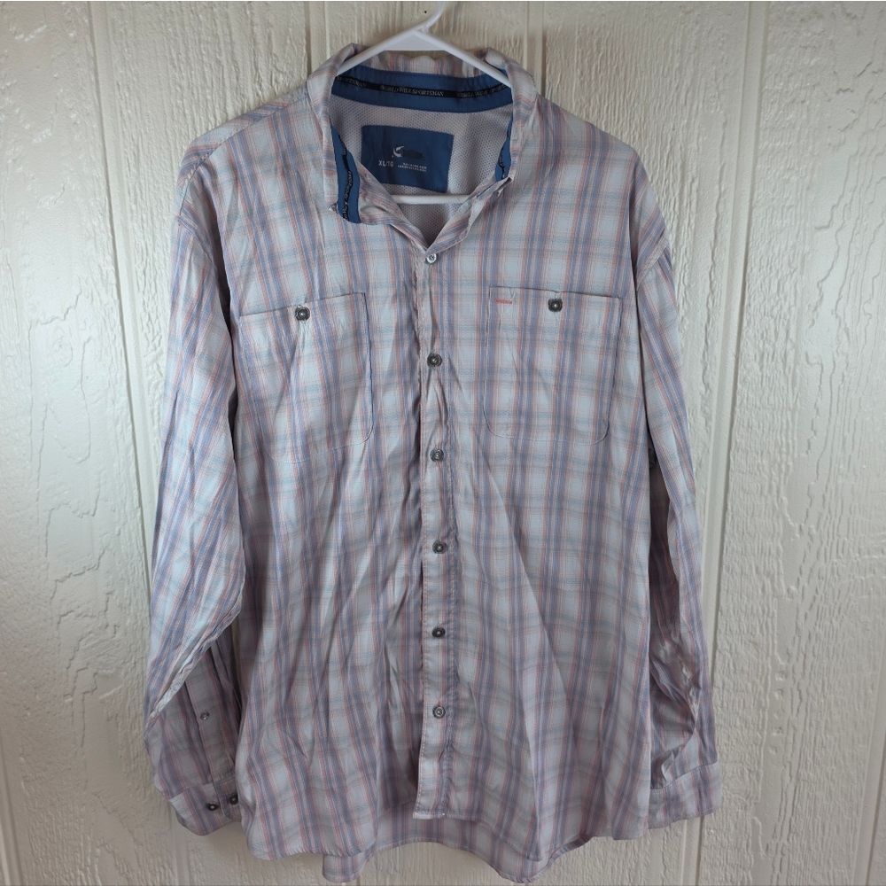 Worldwide Sportsman Fishing Men's Light Pink and Blue Checkered Shirt, Size XL